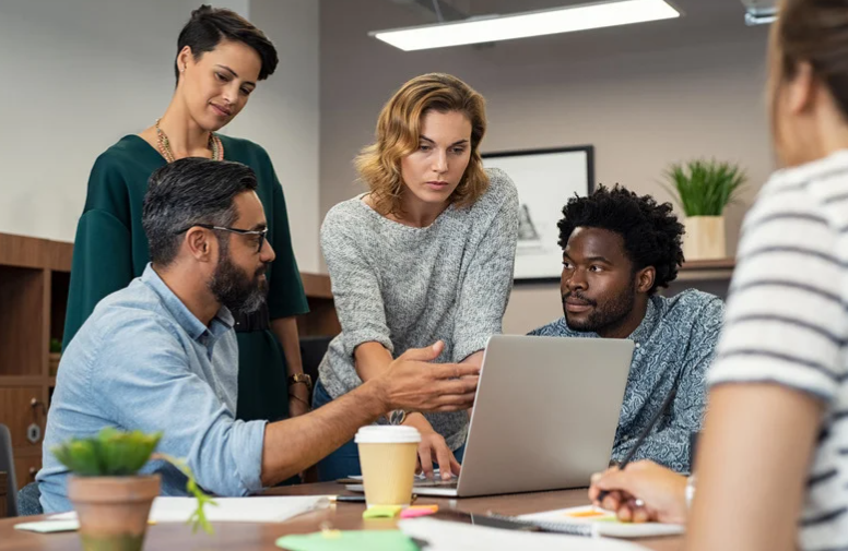 business people working together in a room