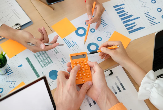 business team discussing financial matters 